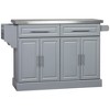 GDFStudio Berea Stainless Steel and Wood Rolling Kitchen Island Cart with Storage Cabinets - 2 of 4
