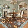 Floral Rugs for Living Room Bedroom Soft Washable Rug Scalloped Edge Plaid Pattern Area Rug Non-Slip Low Pile Rug - 2 of 4