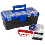 Leisure Sports Fishing Tackle Box and Accessories - Single Tray, 55 Pieces - Black and Blue