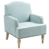 Small Polyester Upholstered Accent Chair with Retro Wooden Legs and Nailhead Trim for Living Room - 3 of 4