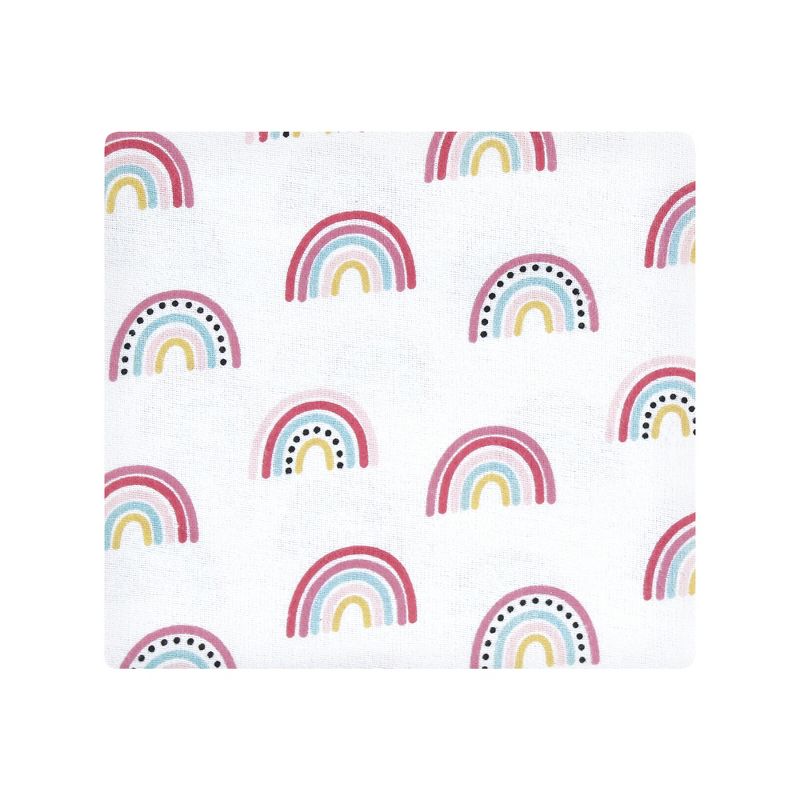 Hudson Baby Infant Girl Cotton Flannel Receiving Blankets, Modern Rainbow, One Size, 4 of 8