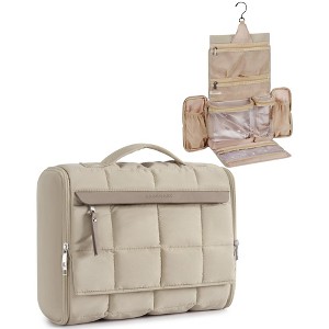 Generic Travel Toiletry Bag, Extra Large Full-open Hanging Toiletry Bag for Women, Puffy Cosmetic Makeup Bag Organizer - 1 of 4