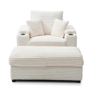 VYNXARIA Oversized Accent Chair with Ottoman, Single Sofa Chair with Large Seat and Extra Wide Armrests,Beige - 1 of 4
