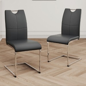 Sapphtopaz Modern Simple Dining Chairs Set, Faux Leather Padded Seat Kitchen Chairs with Chrome Metal Legs for Dining Room, Kitchen - 1 of 4