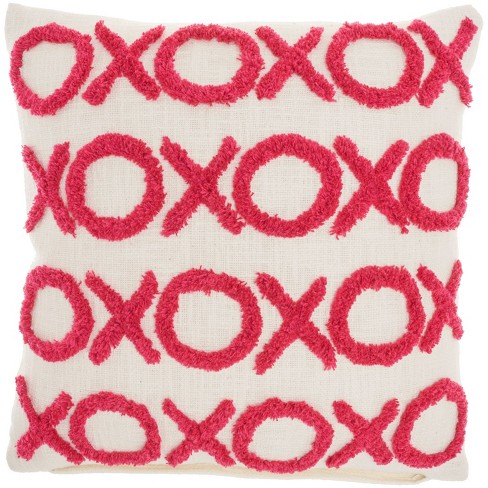 Hot Pink & Soft Cream Folk Art Pattern Throw Pillow by micklyn