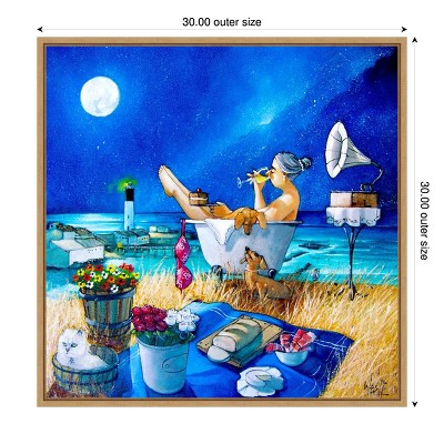 Serene Coastal Night Lithograph Canvas Art Print, 30 x 30