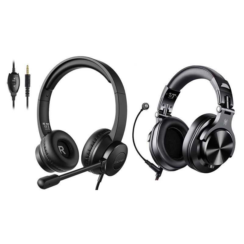 S100 Adjustable Volume Control Boom Microphone PC Computer Headset with OneOdio A71 Studio Gaming Portable Wired Over Ear Headphones, 1 of 7