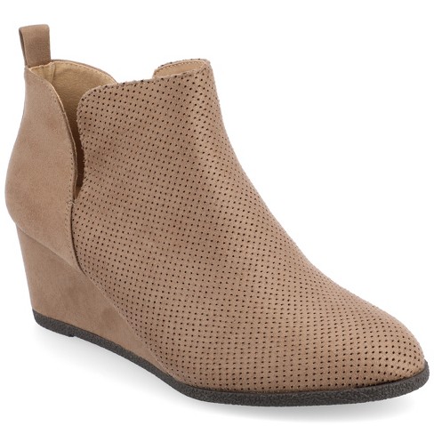 Taupe cheap wedge booties