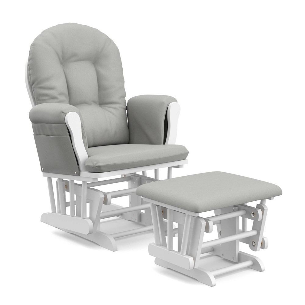 Photos - Rocking Chair Storkcraft Hoop Glider and Ottoman - White Frame/Light Gray Fabric