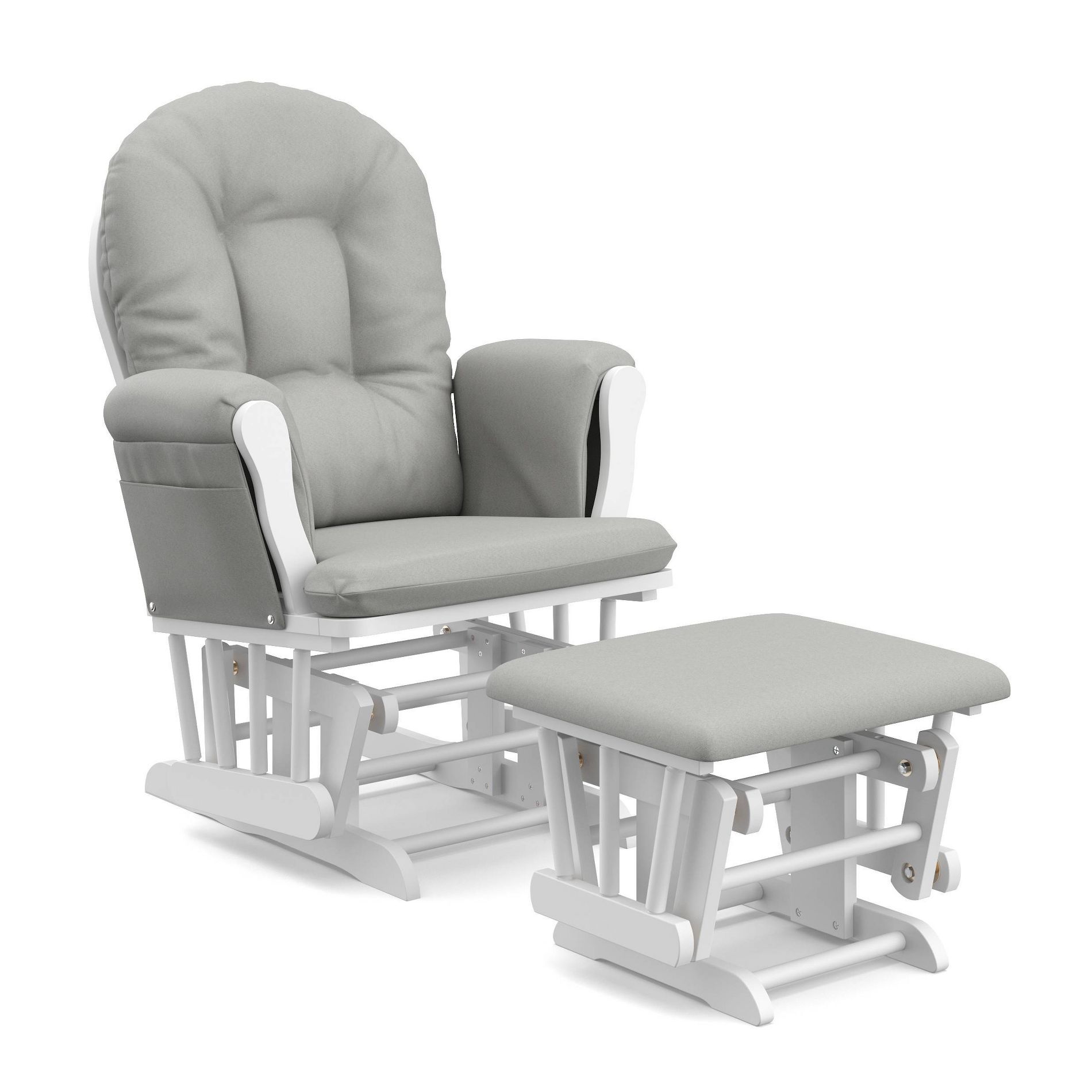 Storkcraft Hoop Glider Nursery Rocking Chair and Ottoman - White Frame/Light Gray Fabric