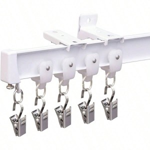 Bendable Ceiling Curtain Track Heavy - Duty Room Divider White 24 FT for Living Room Bedroom Shower RV Garage with Clips - 1 of 4