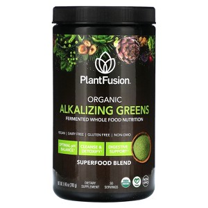 PlantFusion Alkalizing Super Greens Powder - Fermented Greens Superfood Powder Blend with Digestive Enzymes Probiotics & Prebiotic Fiber - Organic, - 1 of 2