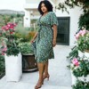 Anna-Kaci Women's Plus Size Green and Pink Flared Tunic Floral Print Dress - 2 of 4