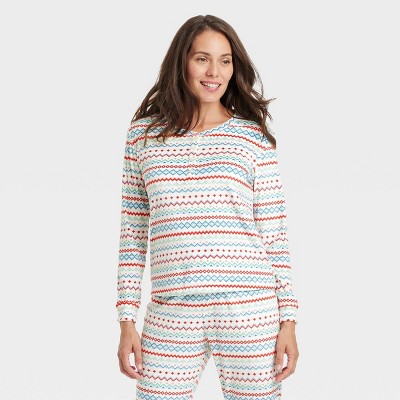 Image of Women's Fair Isle Print Snuggly Soft Holiday Matching Family Pajama Shirt - Wondershop™ White L