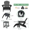 AMERLIFE 5-Piece HDPE Adirondack Chairs, Ottomans and Table Set, Outdoor Chair with Cup Holder and Wide Armrests, Black - 2 of 4