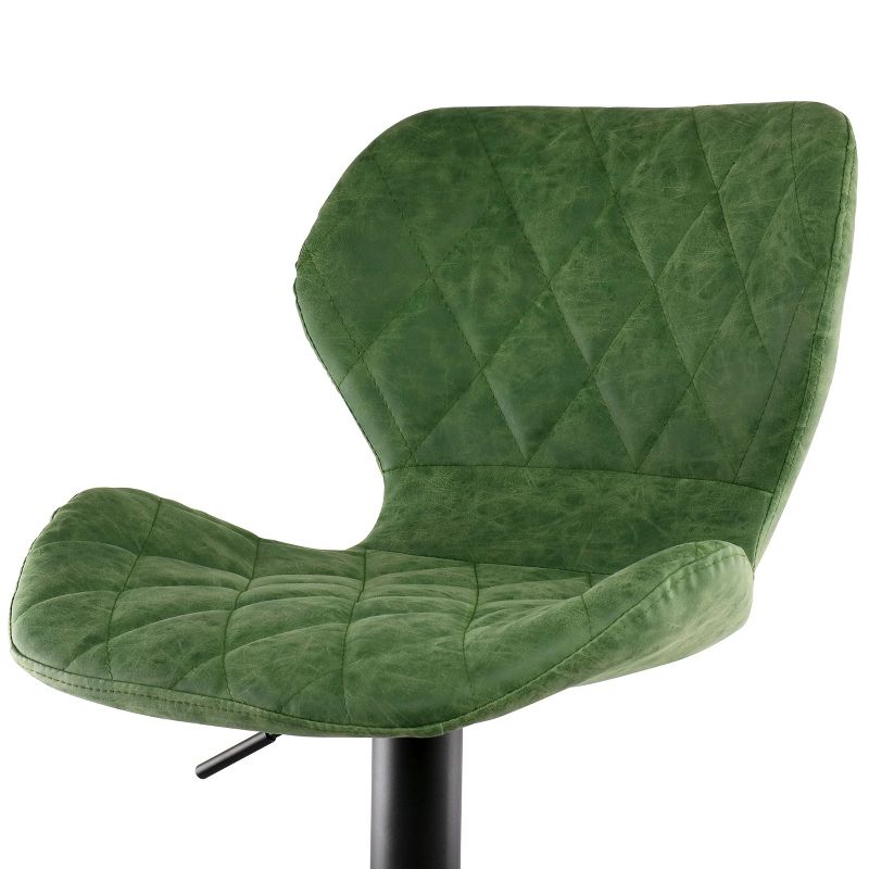 Elama Vintage Faux Leather Adjustable Bar Stool in Green with Black Base, 4 of 8