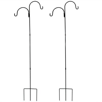 Sunnydaze Outdoor Heavy-Duty Steel Hanging Bird Feeder Plant Double Shepherd Hooks - 84" - Black - 2pk