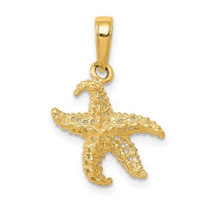 Black Bow Jewelry 14k Yellow Gold 12mm Textured and Cutout Starfish Pendant - 1 of 4