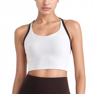 Anna-Kaci Active Women's Scoop Neck Racerback Sports Bra with Contrast Trim - 1 of 4