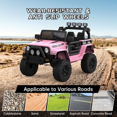 2-Seater Ride On Truck Car, 12V Electric Car for Kids Battery Powered Car w/Parent Remote Control, Safety Belt, Mp3 Player, Led Lights, Jeeps Car