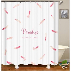 Priadise Pink Feather Shower Curtains for Bathroom Waterproof Fabric Bath Curtain Durable Soft Stylish Bathroom Decor 72x72 Inch - 1 of 1