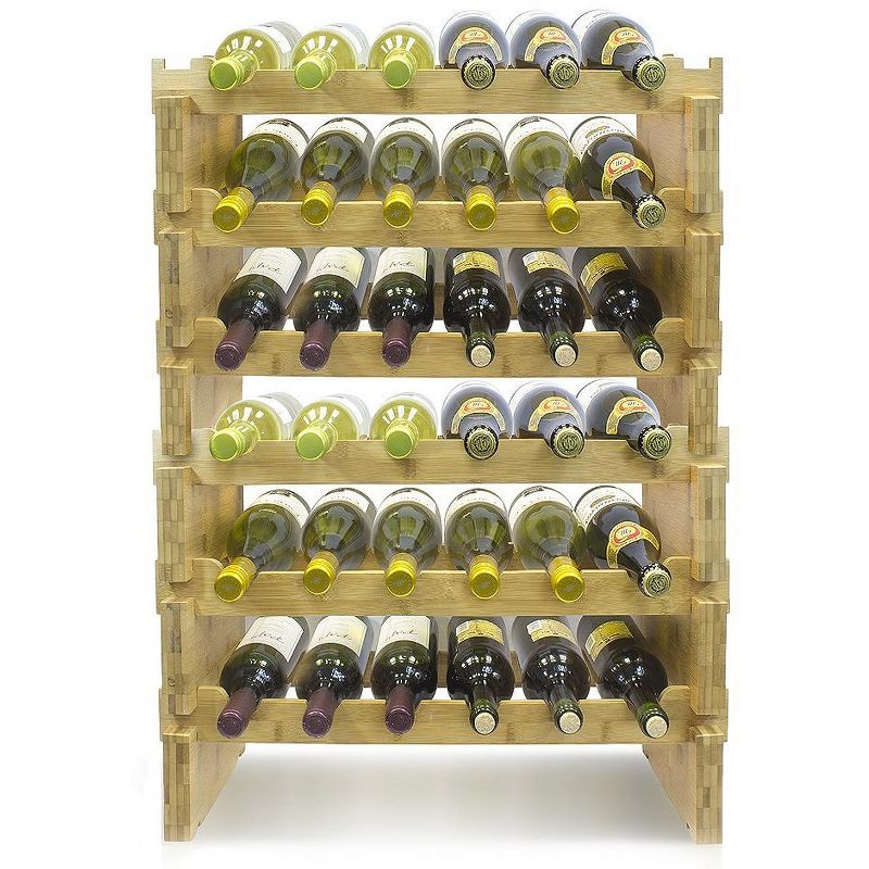 Sorbus Stackable 6-Tier Bamboo Wine Rack - Showcase and Organize Up to 36 Bottles with Style and Versatility, 5 of 6
