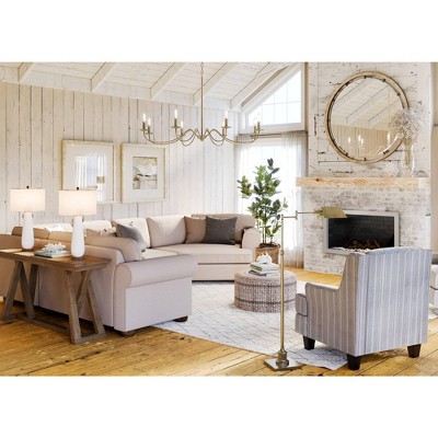 Adjustable Aged Brass Pharmacy Swing Arm Floor Lamp