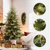 LuxenHome 6.9Ft Pre-Lit Artificial Spruce Christmas Tree in White Pot, Hinged Branches & Warm Lights Green - 2 of 4