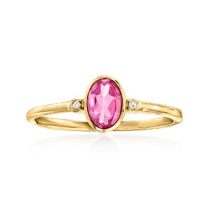 Pure Collection by Ross-Simons 0.60 Carat Pink Topaz Ring With Diamond Accents in 14kt Yellow Gold - 1 of 4