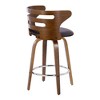 Set of 2 26" Fabric Mid-Century Modern Barstools with Wood Legs, Round Chrome Footrest, and 360¡ã Swivel for Kitchen or Home Bar - 4 of 4