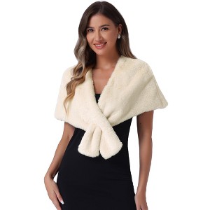 INSPIRE CHIC Women's Retro Winter Bridal Wedding Cropped Faux Fur Shawls - 1 of 4