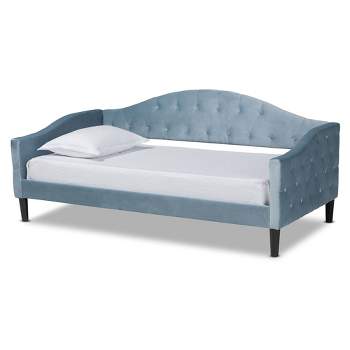Benjamin Velvet Fabric Upholstered and Wood Daybed - Baxton Studio