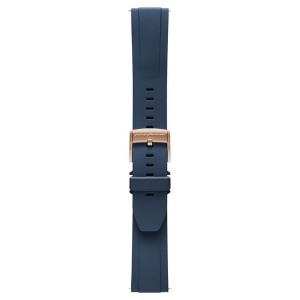 Pininfarina FKM Rubber Watch Strap - 22mm High-Performance Fluoroelastomer Band for Pininfarina Hybrid Smart Watch - Dark Blue with Rose Gold Buckle - 1 of 1