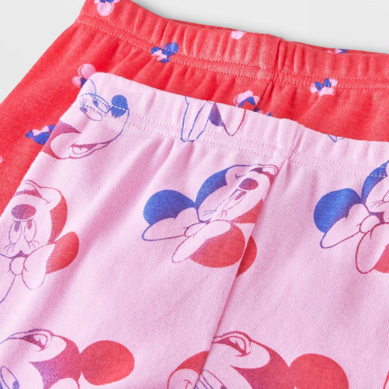 Toddler Girls' 4pc Snug Fit Minnie Mouse Cotton Pajama Set - Pink, 4 of 5