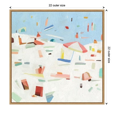 Summer Confetti Abstract Canvas Print in Maple Frame
