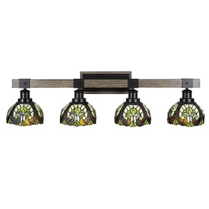 Toltec Lighting Tacoma 4 - Light Vanity in  Black/Painted Wood with 7" Ivory Cypress Art Glass Shade - 1 of 1