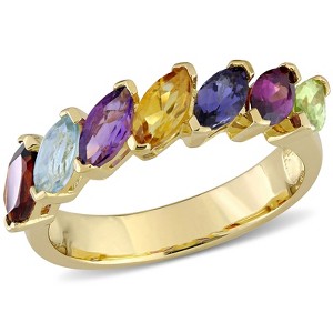 EVERLY JEWELRY | Yellow Silver 1 4/5ct TGW Multi-Gemstone Marquise Ring - 1 of 4