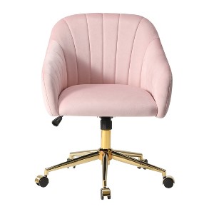 WestinTrends Phoebe Upholstered Velvet Swivel Vanity Office Chair With Wheels - 1 of 4