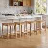 Christopher Knight Home Isabella Boho 25.8" Acacia Wood Backless Counter Stools with Wicker Woven Seat - 2 of 4