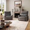 Swivel Recliner Chair, PU Leather Manual Lounge Chair with Side Pocket for Living Room, Bedroom, RV & Nursery - Beige - 3 of 4