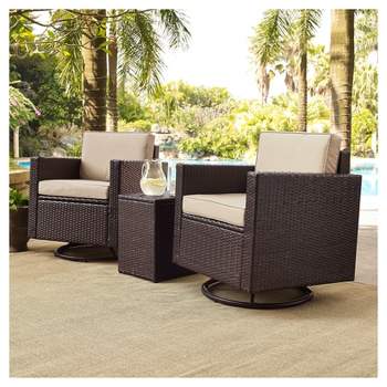 Crosley Furniture Tribeca 4 Piece Outdoor Wicker Seating Set With Sand  Cushions - Loveseat, 2 Arm Chairs, And Coffee Table
