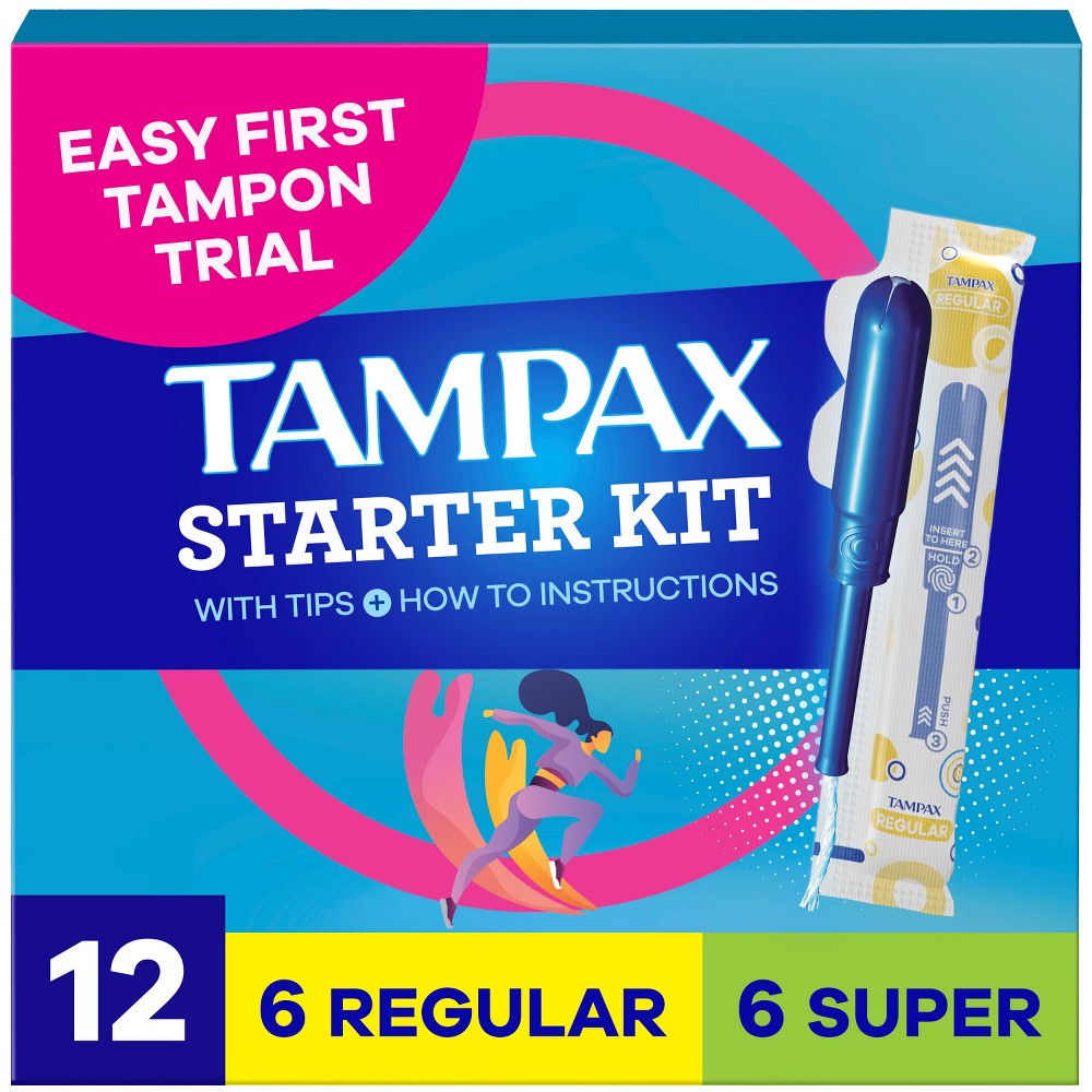 Tampax Pearl Starter Kit Regular Super Tampons - 12ct/2pk