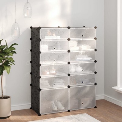 vidaXL Shoe Rack Black 37 in.x14.6 in.x49.2 in. PP