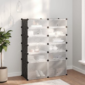 vidaXL Shoe Rack Black 37 in.x14.6 in.x49.2 in. PP - 1 of 4