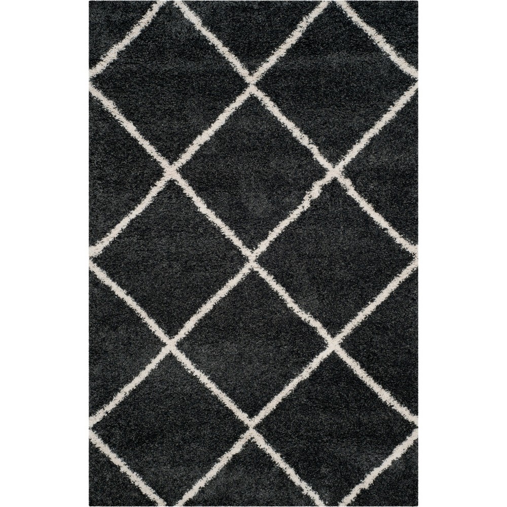 6'X9' Hudson Shag Area Rug Dark Gray/Ivory - Safavieh