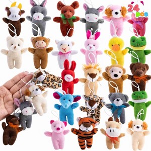 Joyfy 24 Pcs Stuffed Animals 3" Kids Party Favors Mini Plush Toys Bulk Animals Keychain Decoration Birthday Party Supplies Carnival School Prizes - 1 of 4