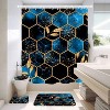 LunaLulinlk Bathroom Shower Curtain Set of 4, Sky Blue Honeycomb Marble Pattern - 2 of 4