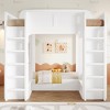 Triple Bunk Bed with Built-In Storage Shelves & Hooks, Loft Bed Frame with Safety Guardrails, Twin+Twin over Twin XL - ModernLuxe - 3 of 4