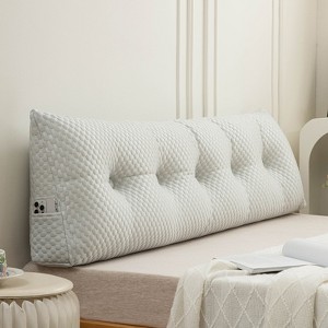 Bekrvio Bed Backrest Headboard Pillow w/ Side Pocket, Wedge Reading Bolster Cushion for Back Support on Bed or Sofa - 1 of 4