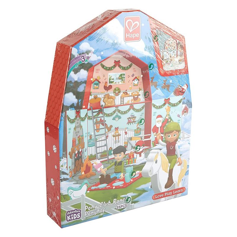 Hape E3410 25 Day Kids Wooden Pony Farm Advent Calendar with 24 Figures, and Decorated Barn Backdrop, 2 of 7